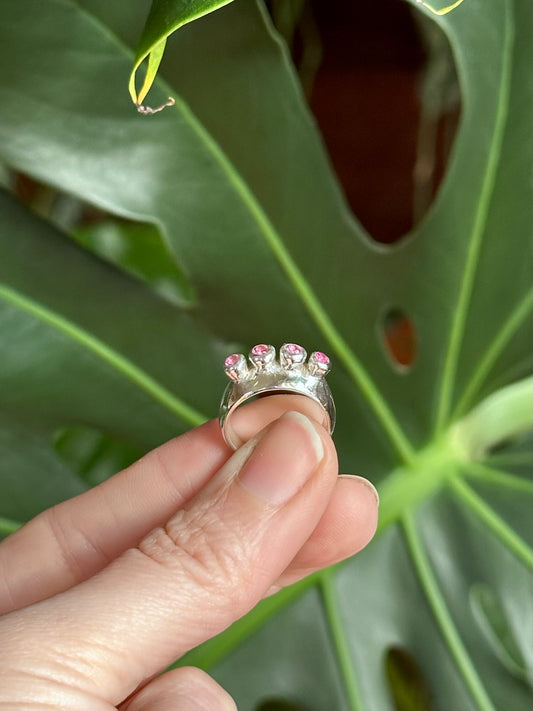 pink tourmaline anemone ring