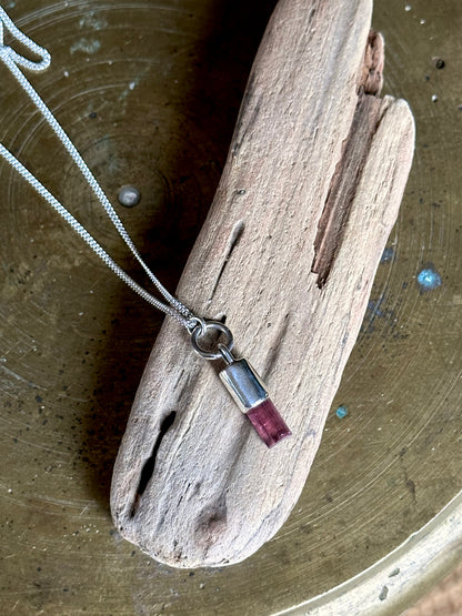 pink tourmaline crystal pendant