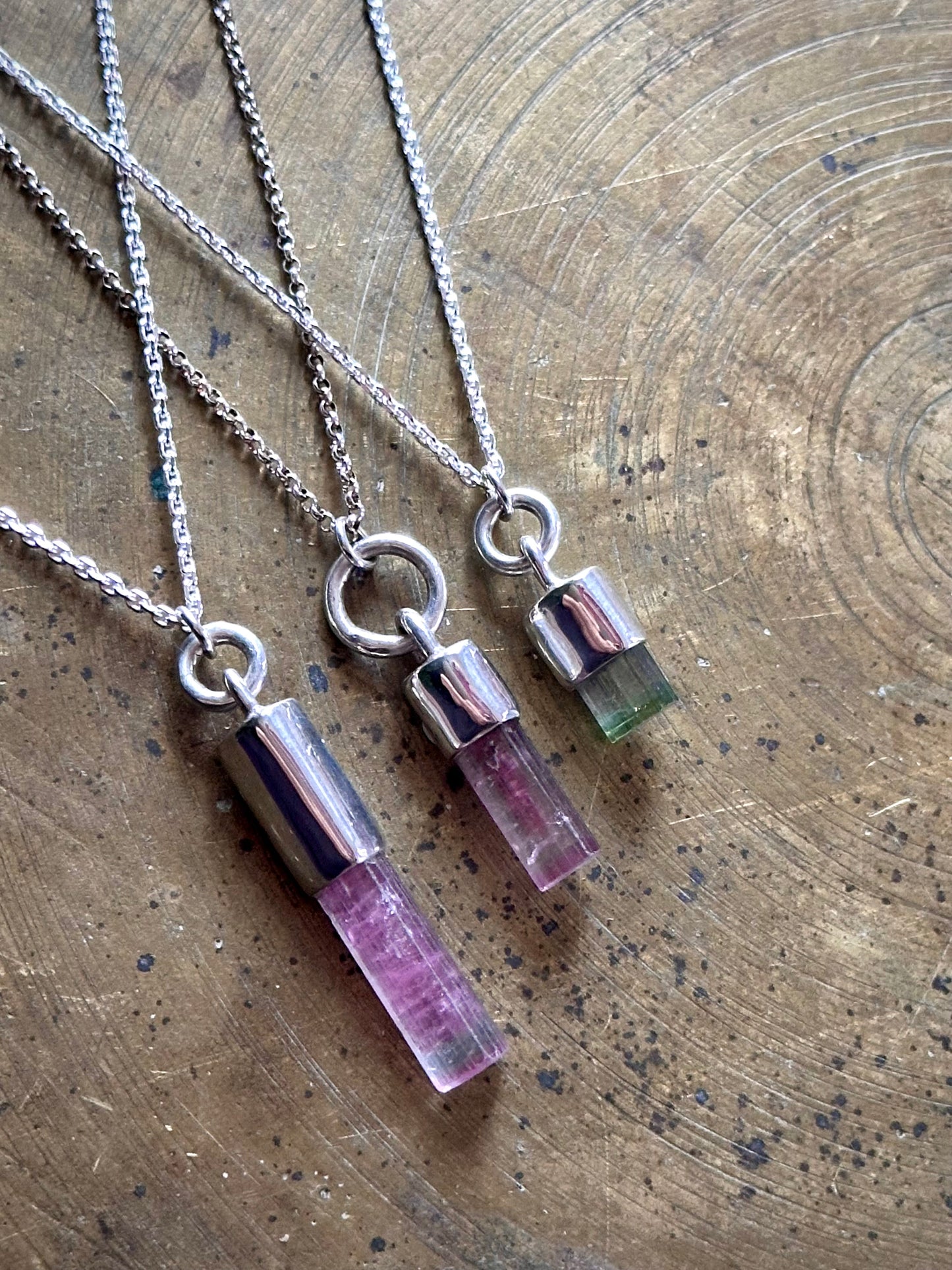 tiny bicolor tourmaline pendant