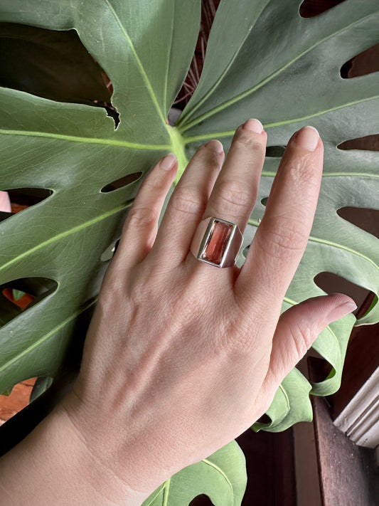 peachy oregon sunstone ring