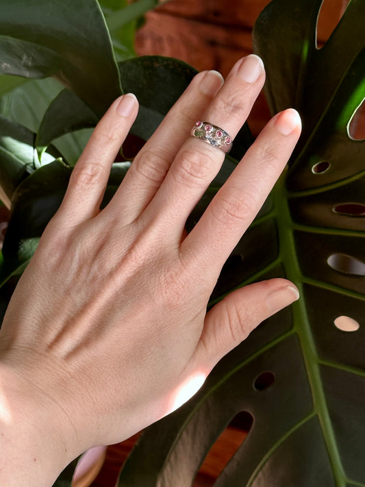 pink tourmaline anemone ring