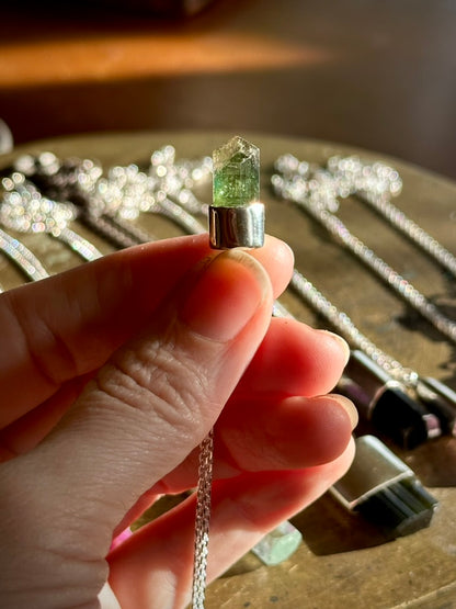 green phantom tourmaline crystal pendant