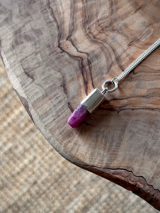 raw ruby crystal pendant