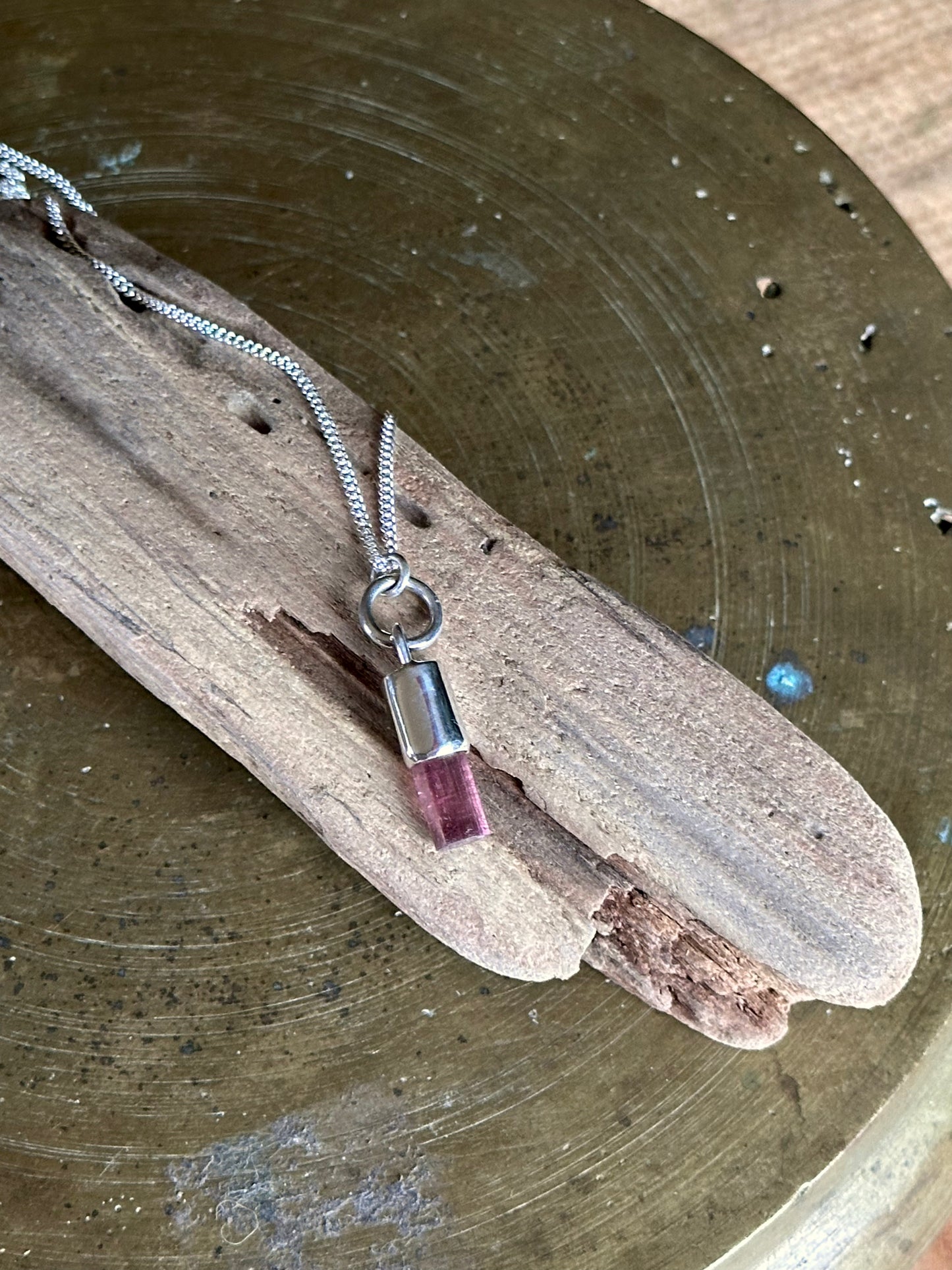 pink tourmaline crystal pendant