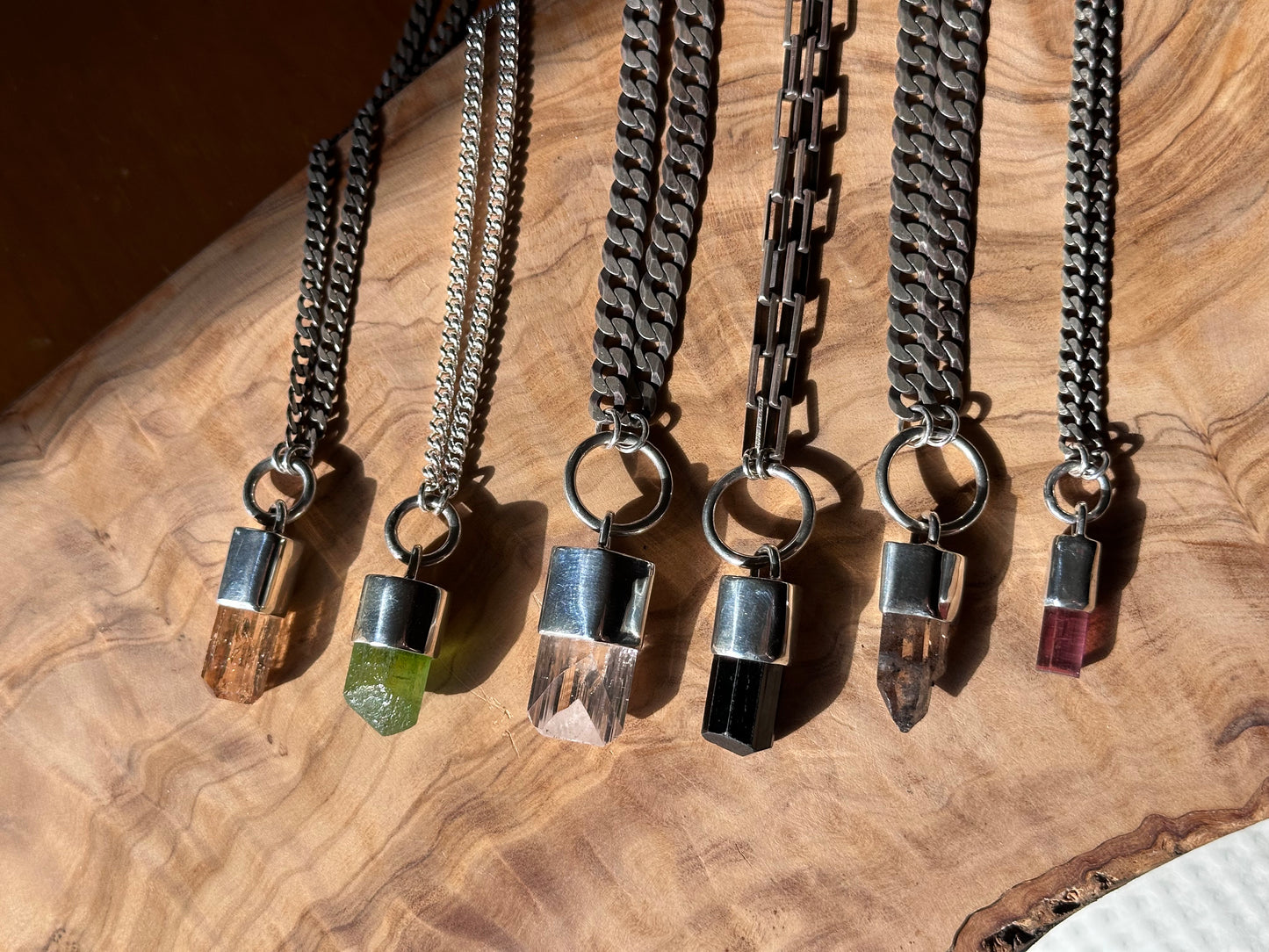 pink tourmaline crystal pendant