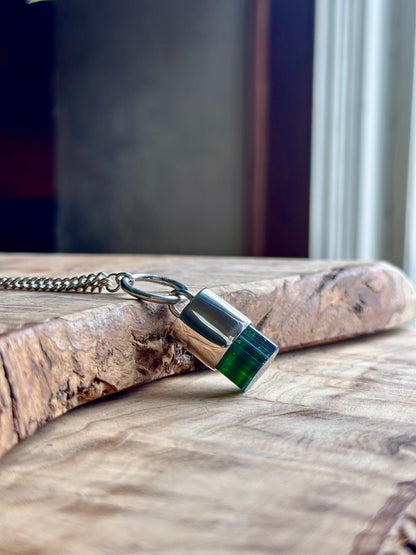 green tourmaline crystal pendant