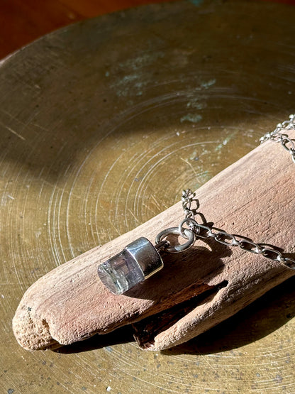 purple/gray tourmaline crystal pendant