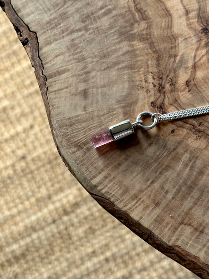 pink tourmaline crystal pendant