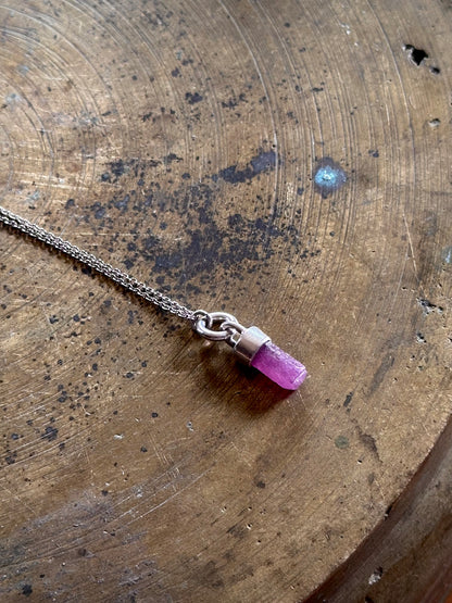 mini raw ruby crystal pendant