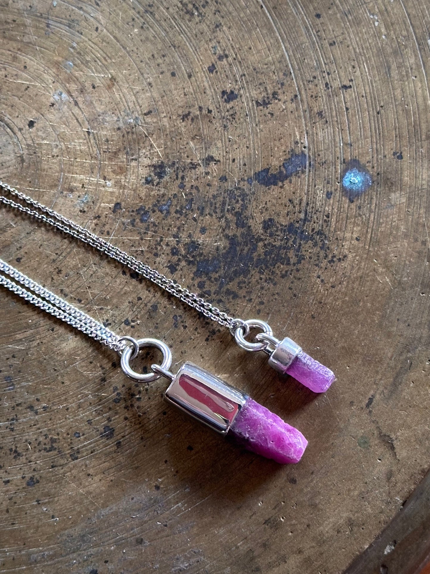 mini raw ruby crystal pendant