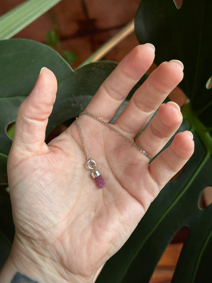 mini raw ruby crystal pendant