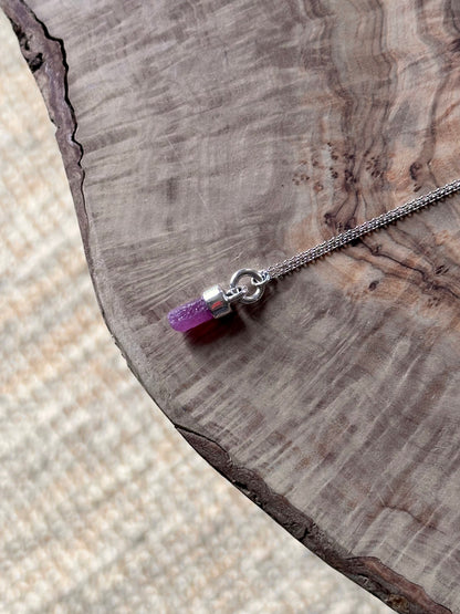 mini raw ruby crystal pendant