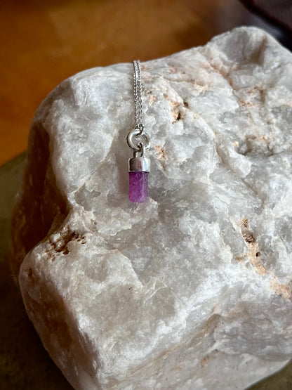 mini raw ruby crystal pendant