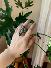 Load image into Gallery viewer, bamboo jasper oval &amp; silver sphere ring