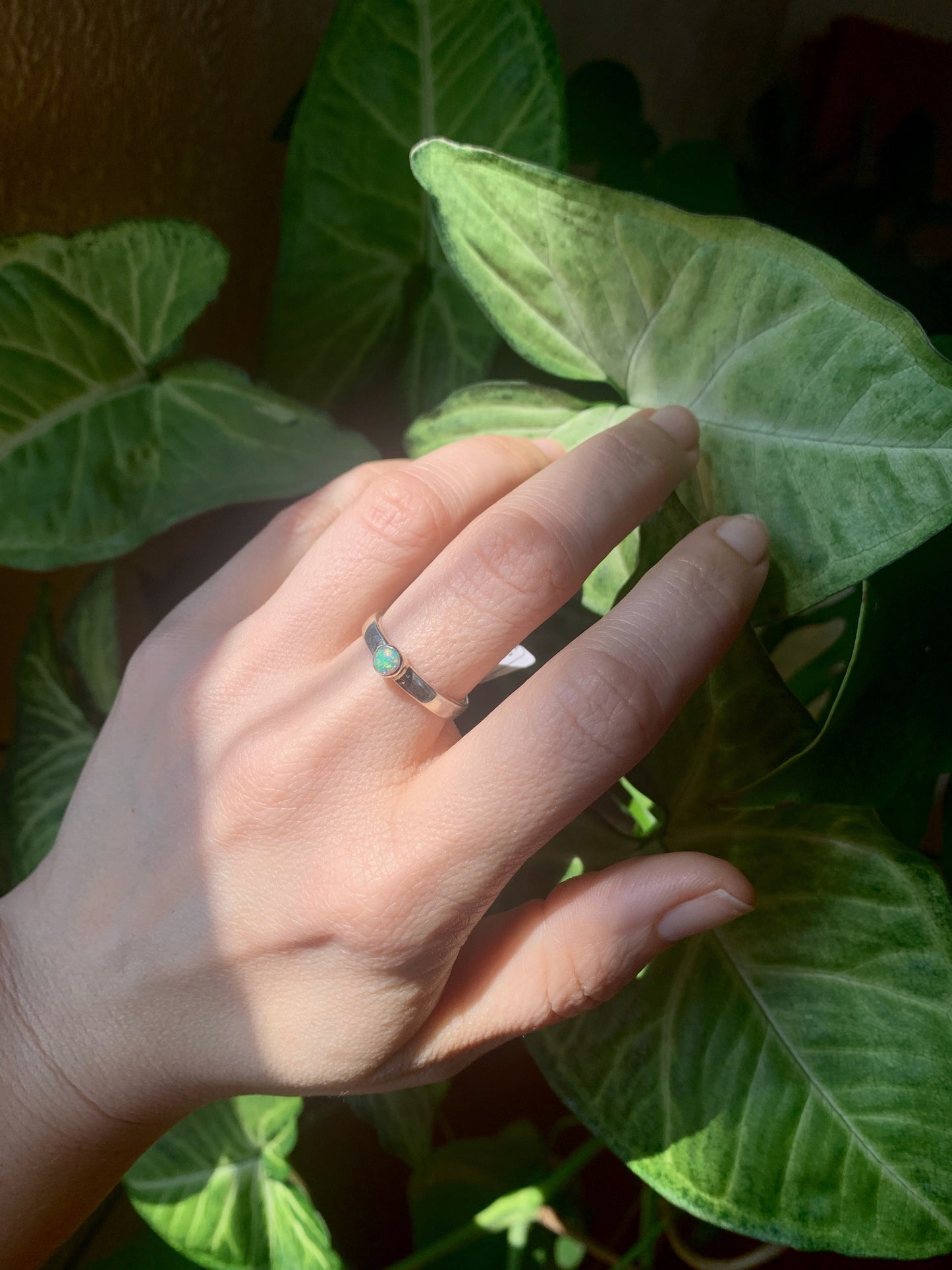 thick banded opal stacking ring